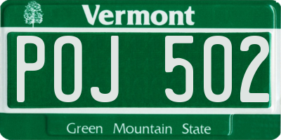 VT license plate POJ502