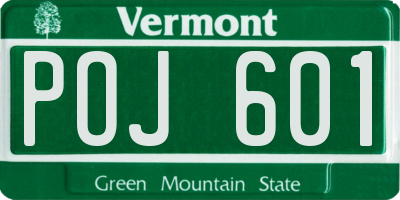 VT license plate POJ601