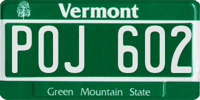 VT license plate POJ602