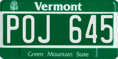 VT license plate POJ645