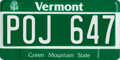 VT license plate POJ647