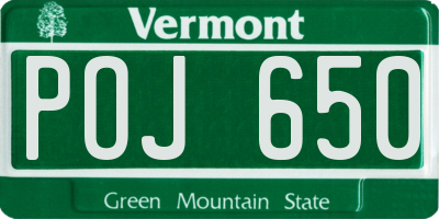 VT license plate POJ650