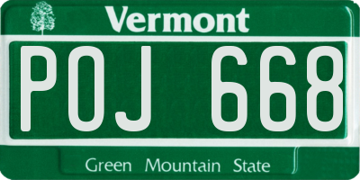 VT license plate POJ668