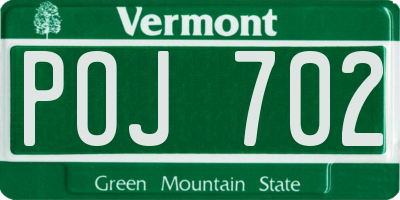 VT license plate POJ702