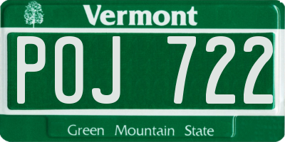 VT license plate POJ722