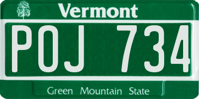 VT license plate POJ734