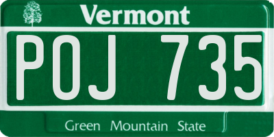VT license plate POJ735