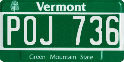 VT license plate POJ736
