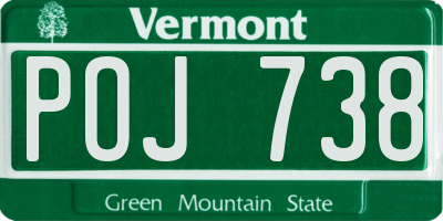 VT license plate POJ738