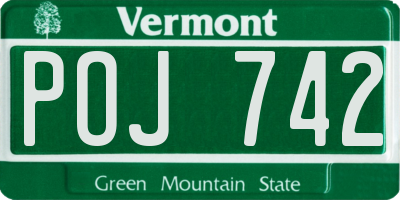 VT license plate POJ742