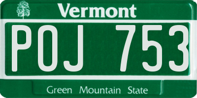 VT license plate POJ753