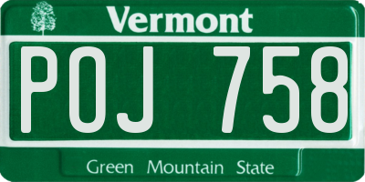 VT license plate POJ758
