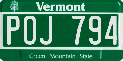 VT license plate POJ794