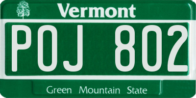 VT license plate POJ802