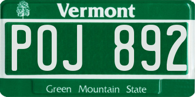 VT license plate POJ892