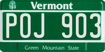 VT license plate POJ903