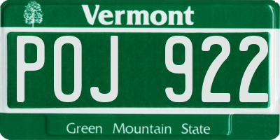 VT license plate POJ922