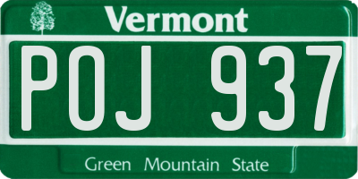 VT license plate POJ937