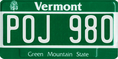 VT license plate POJ980