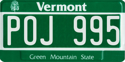 VT license plate POJ995