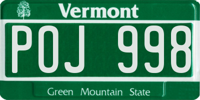 VT license plate POJ998