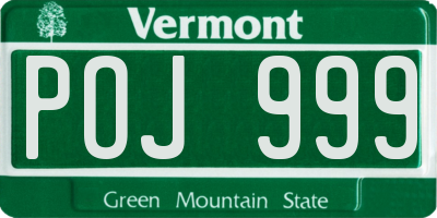 VT license plate POJ999