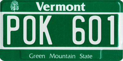 VT license plate POK601