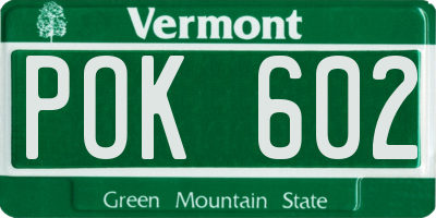 VT license plate POK602
