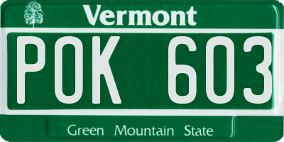 VT license plate POK603