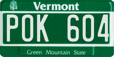VT license plate POK604