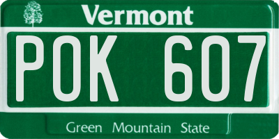 VT license plate POK607