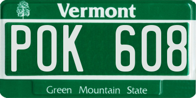 VT license plate POK608