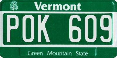 VT license plate POK609