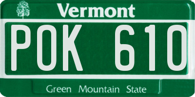 VT license plate POK610