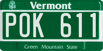 VT license plate POK611