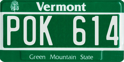 VT license plate POK614