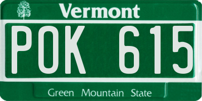 VT license plate POK615