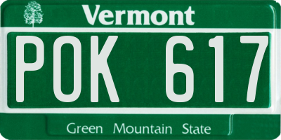 VT license plate POK617