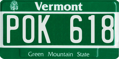 VT license plate POK618