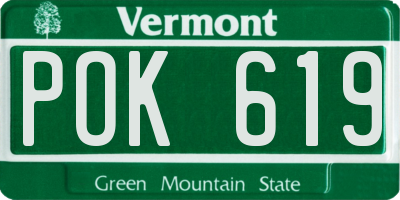 VT license plate POK619