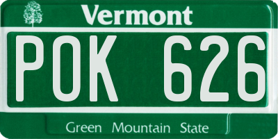 VT license plate POK626