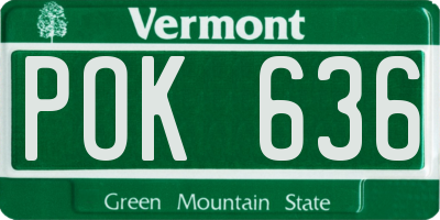 VT license plate POK636