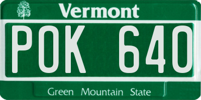 VT license plate POK640