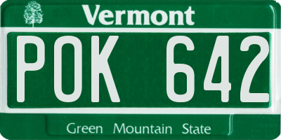 VT license plate POK642