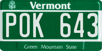 VT license plate POK643