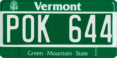VT license plate POK644