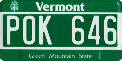 VT license plate POK646