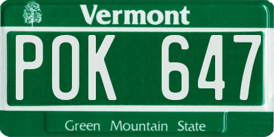 VT license plate POK647