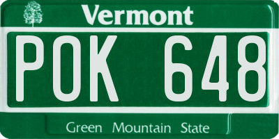 VT license plate POK648