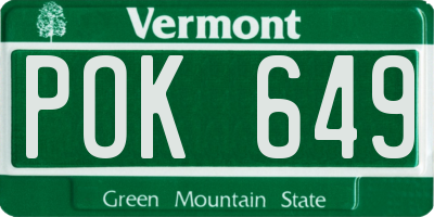 VT license plate POK649